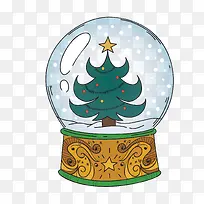 矢量手绘透明圣诞树玻璃球