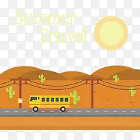 沙漠行驶的公交