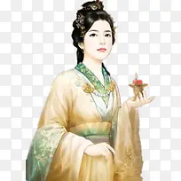 提蜡烛的仕女古风手绘