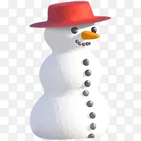 头戴小红帽的雪人