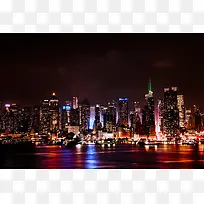 曼哈顿夜景繁华夜市