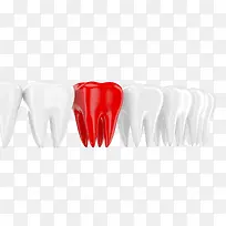 白色和红色的牙齿