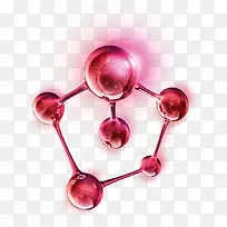 手绘红色分子结构