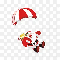 背着礼物的降落伞圣诞节老人