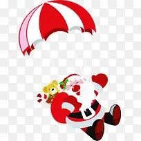 红色卡通降落伞礼物圣诞老人