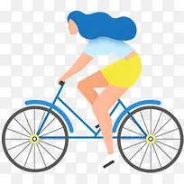 卡通骑自行车的女人