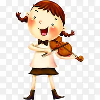 拉小提琴的小女孩儿童节素材