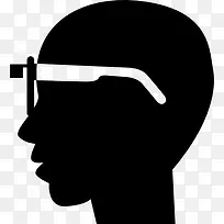 谷歌眼镜光头男头的工具从侧面图标