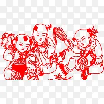 中国传统年画剪纸人物psd素材