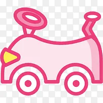 粉色手绘玩具车元素