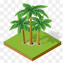 草坪板块上的椰子树