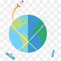 环绕地球的卫星插画矢量图