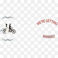 结婚自行车海报背景矢量图