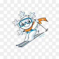 卡通滑雪的雪花