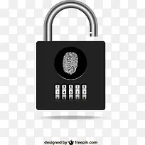 创意指纹密码锁头矢量素材下载,