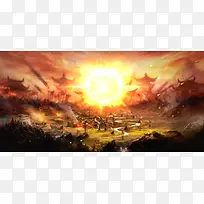 历史感爆炸背景场景