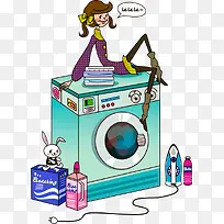 卡通洗衣服