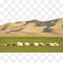 沙漠下的蒙古包