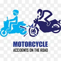 摩托车事故警示标识矢量图