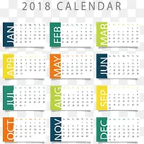 彩色矩形2018年日历