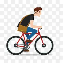 卡通骑自行车男孩矢量图