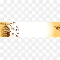 蜂蜜简笔画蜂窝背景banner