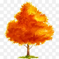 手绘秋天的树木免抠图