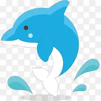 矢量图蓝色的小海豚