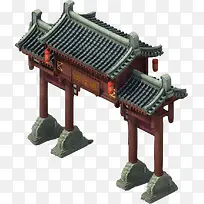 古代门房围墙大气中国风