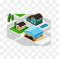 矢量3D房屋建筑图片图片下载