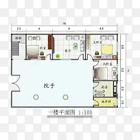 三室一厅室内平面图