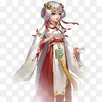 古风白衣少女卡通动漫手绘