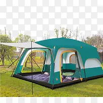 草地上一室一厅的帐篷