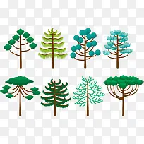矢量图八种树木