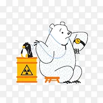 北极熊给企鹅看病