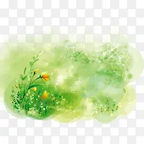 绿色水墨草地海报背景七夕情人节