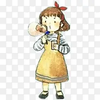 吹泡泡的小女孩