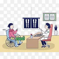 卡通插图医院门诊复诊