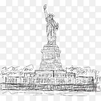 矢量手绘纽约自由女神像