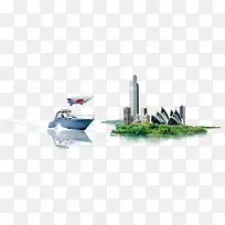 城市海岸高清免抠素材