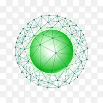 绿色科技网格线条球免抠