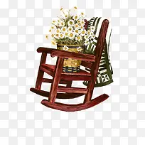 摇摇椅上的花盆