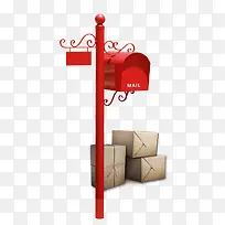红色信箱纸盒免抠素材