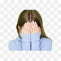 捂着脸生气难过的女生