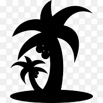热带海滩棕榈树的剪影图标