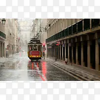 天空下雨有轨电车