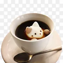 探出头的棉花糖小猫咖啡