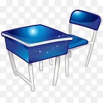 蓝色质感渐变课桌椅子