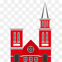 红色教堂建筑素材