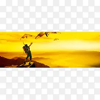 国外旅游登山背景banner